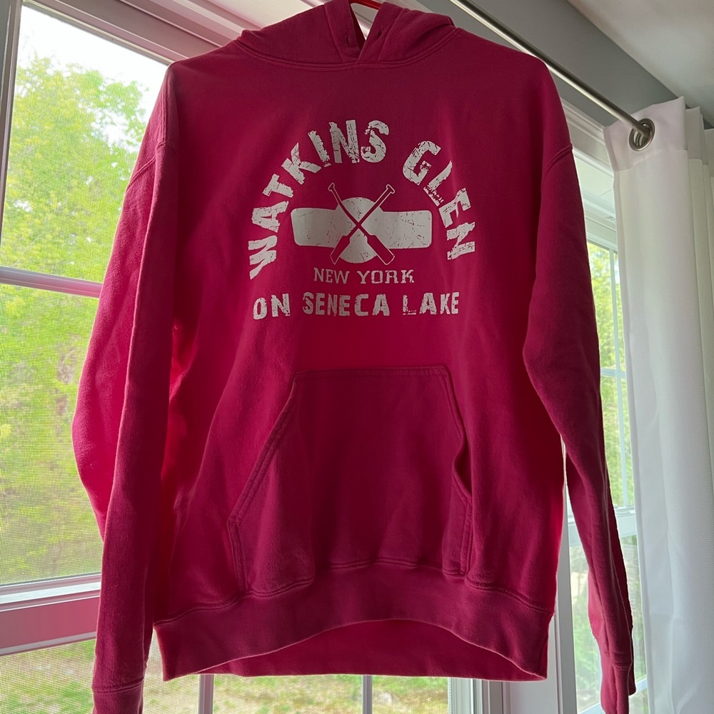 Gildan Raspberry Pink Watkins Glen New York Hooded Sweatshirt